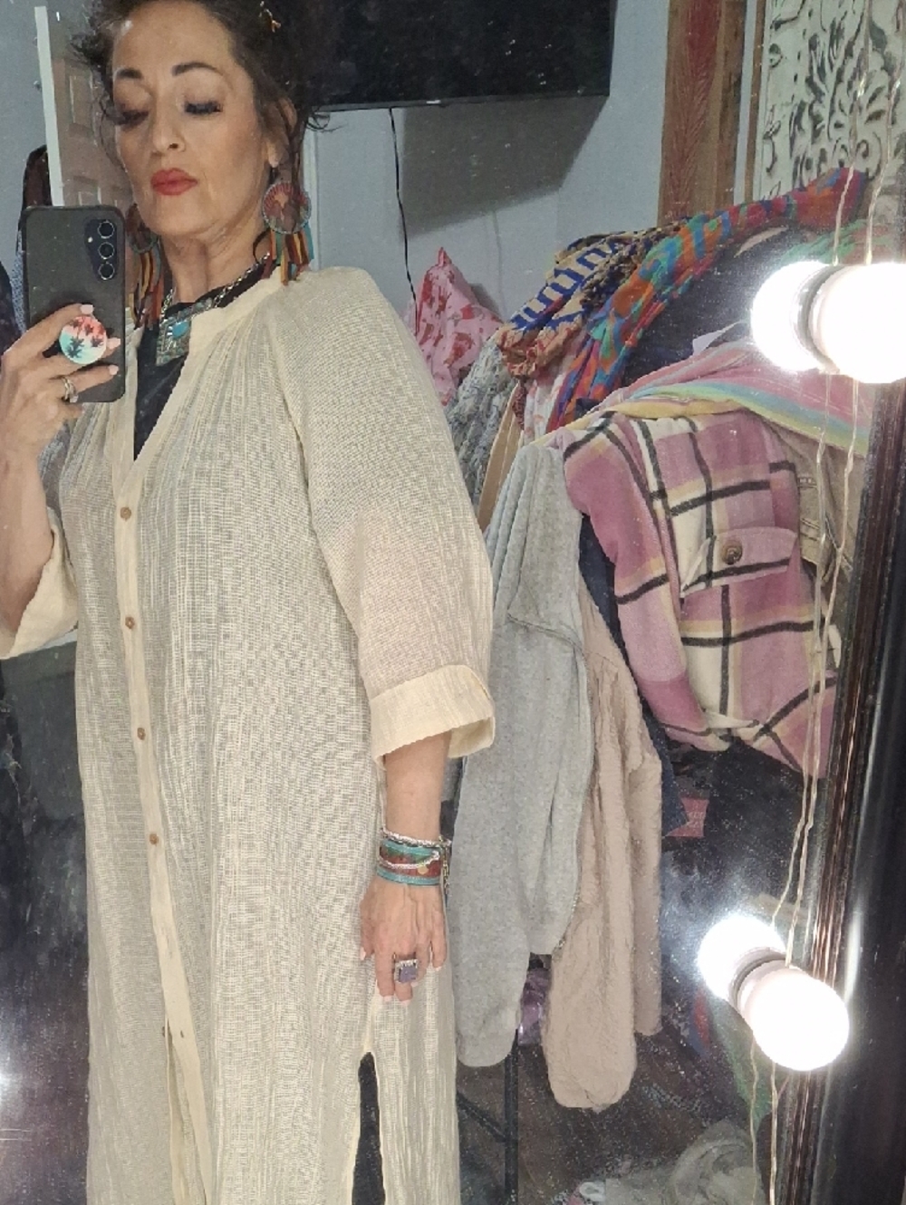 Zara Cream Sheer Button-Front Duster / Kimono - Picture 4 of 13
